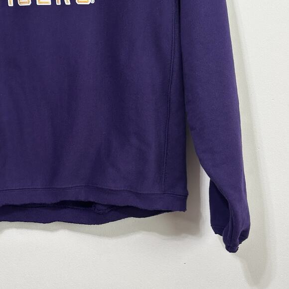 Vintage Champion Reverse Weave Womens Sweatshirt M Raw Hem LSU Tigers Purple - Picture 2 of 9